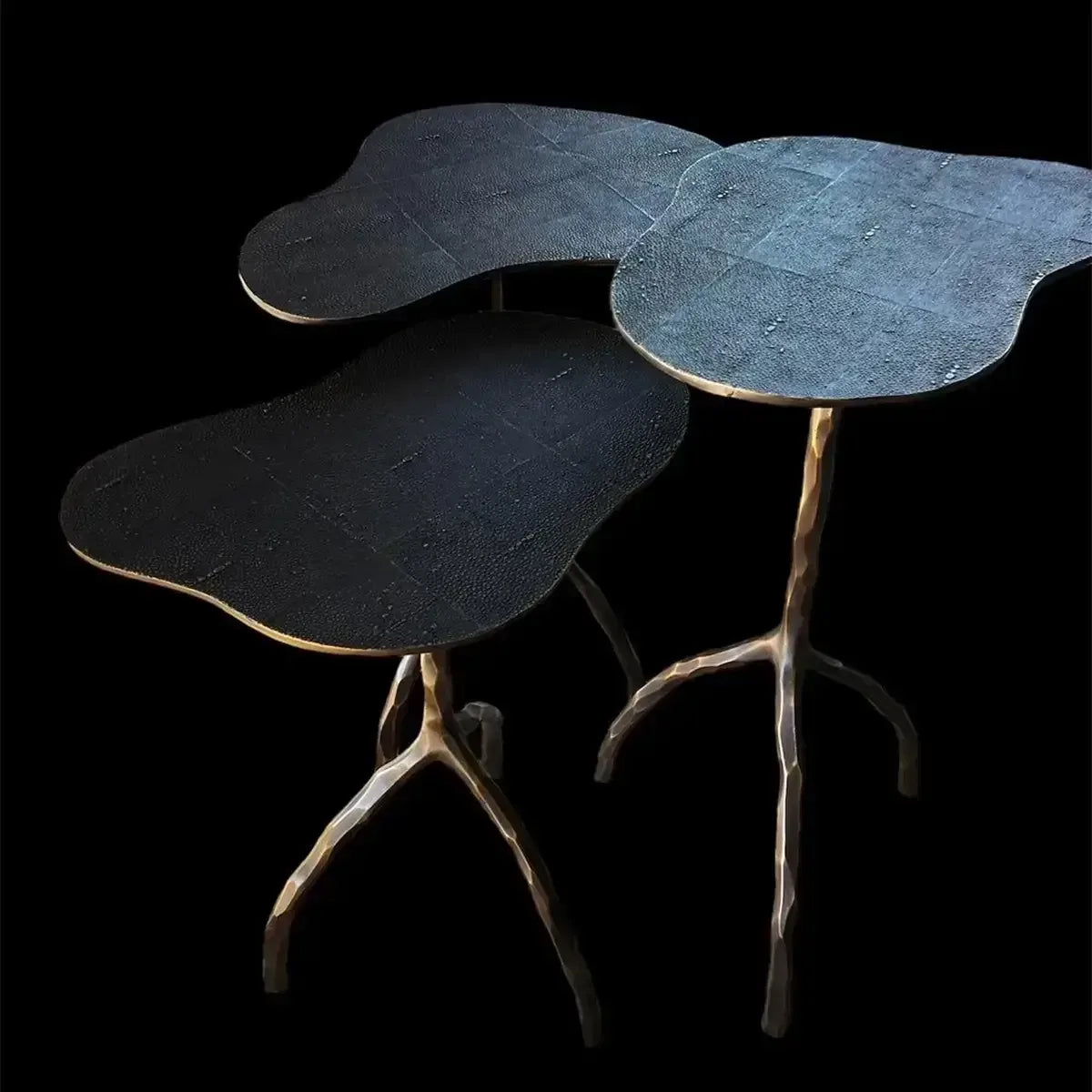 Trio Tables Bronze Shagreen Dorato