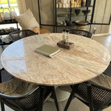 Erie Mango Wood Round Dining Table with Marble Top by Nordal