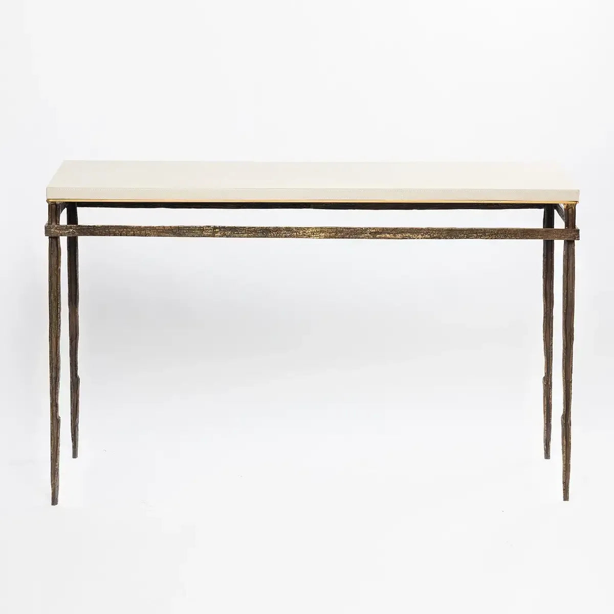 Wode Console Bronze Dorato Woven Pumice Leather