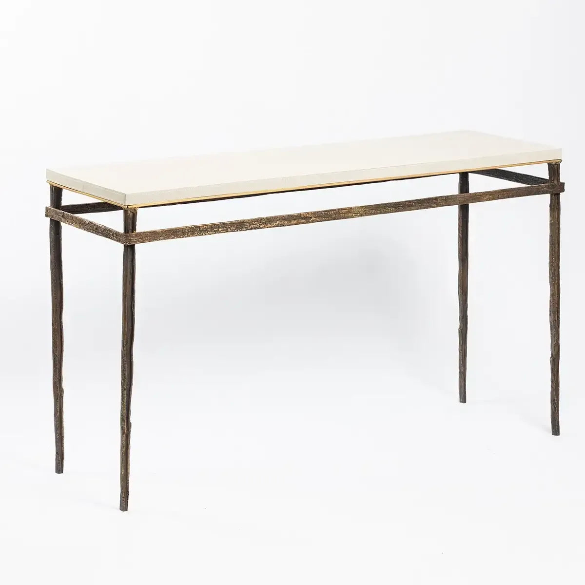 Wode Console Bronze Dorato Woven Pumice Leather