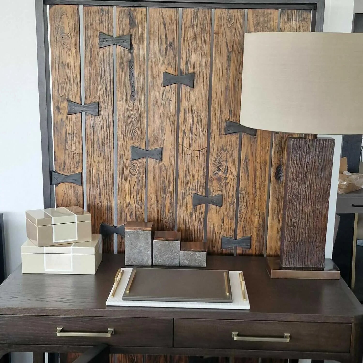 Wode Table Lamp Antique Bronze