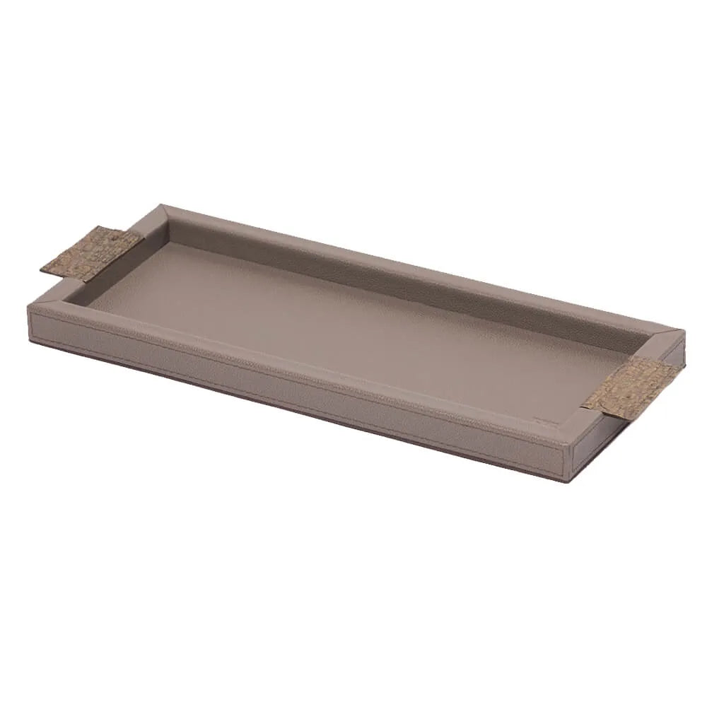 Wode Tray Rectangle Putty Leather