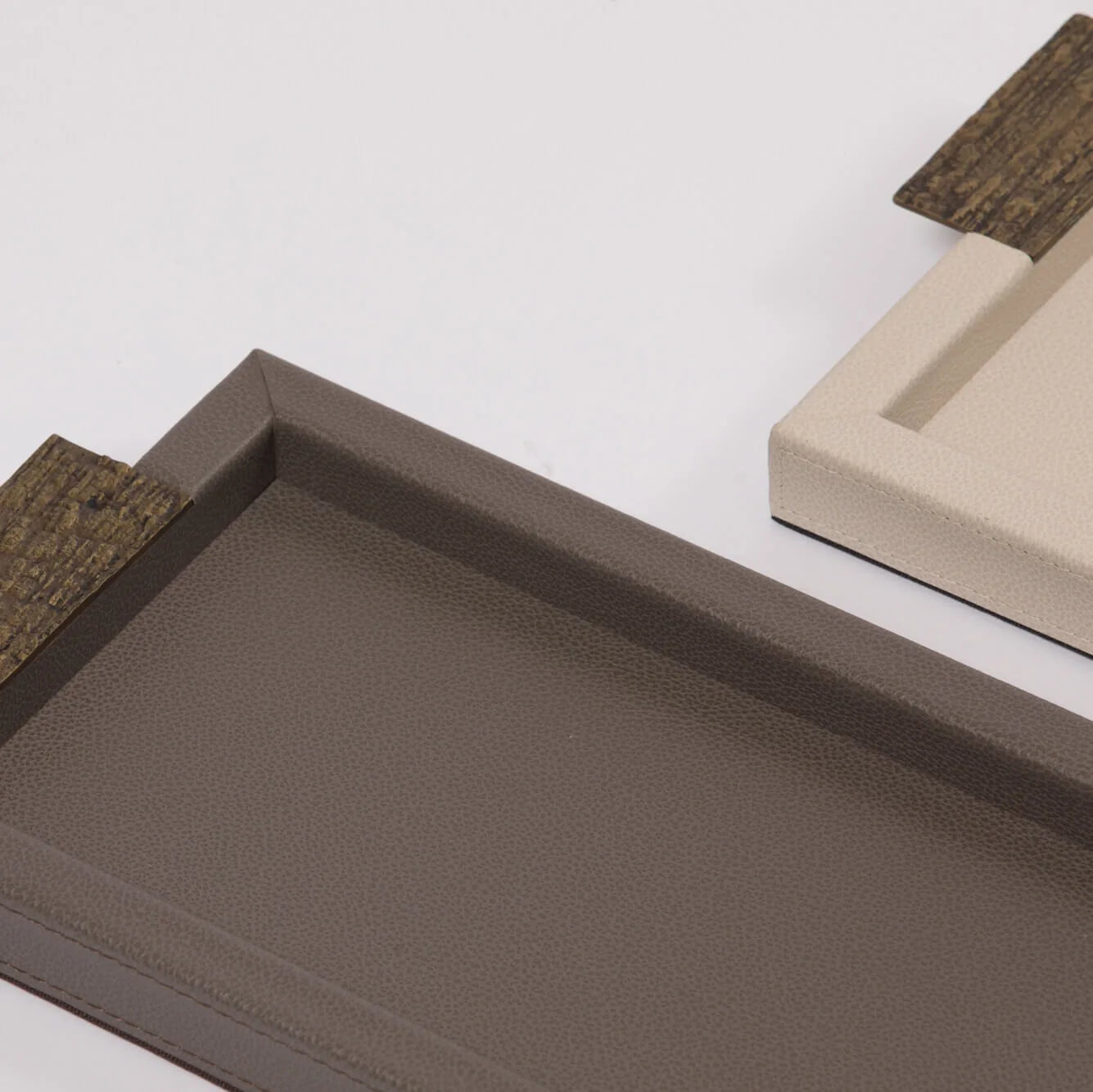 Wode Tray Rectangle Putty Leather