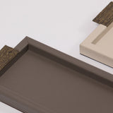 Wode Tray Rectangle Putty Leather
