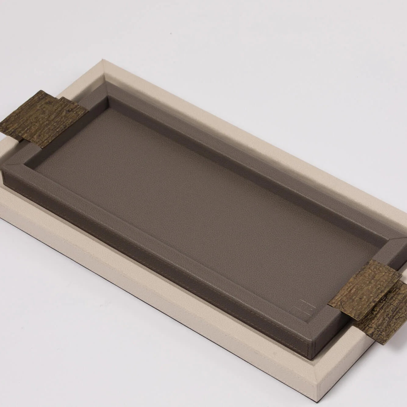 Wode Tray Rectangle Putty Leather