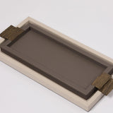 Wode Tray Rectangle Putty Leather
