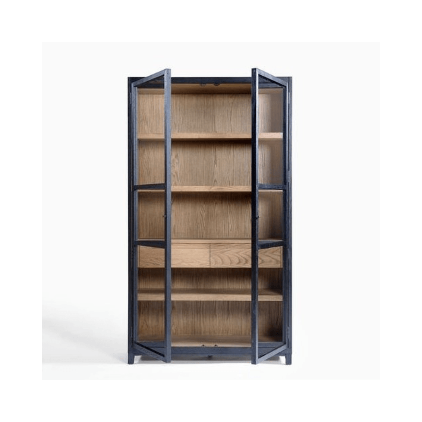 Alantra Dark Oak Wood Tall Cabinet with Drawers - Maison Rêves UK