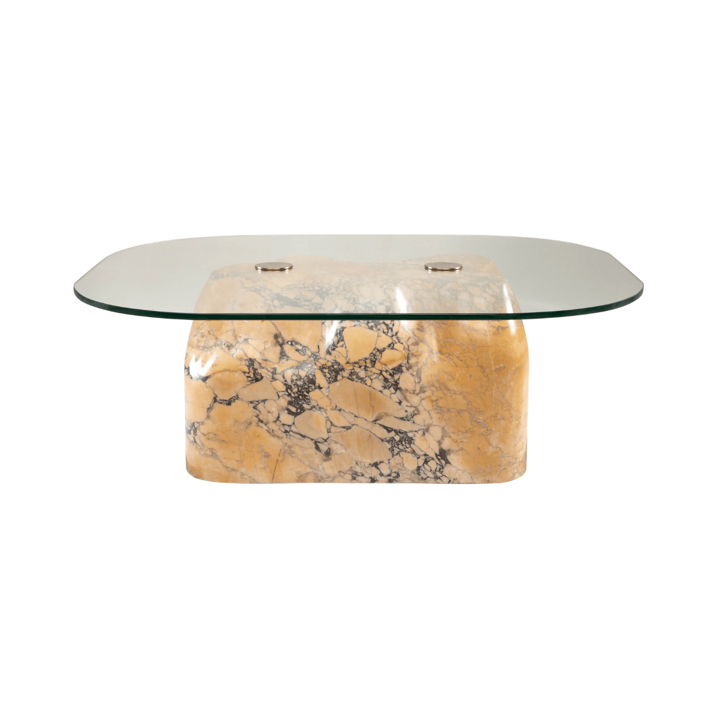 Aldabra Purple Breccia Marble Coffee Table with Glass Top - Maison Rêves UK