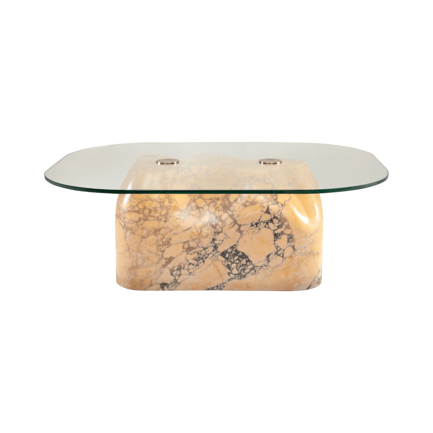 Aldabra Purple Breccia Marble Coffee Table with Glass Top - Maison Rêves UK