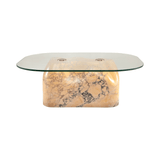 Aldabra Purple Breccia Marble Coffee Table with Glass Top - Maison Rêves UK