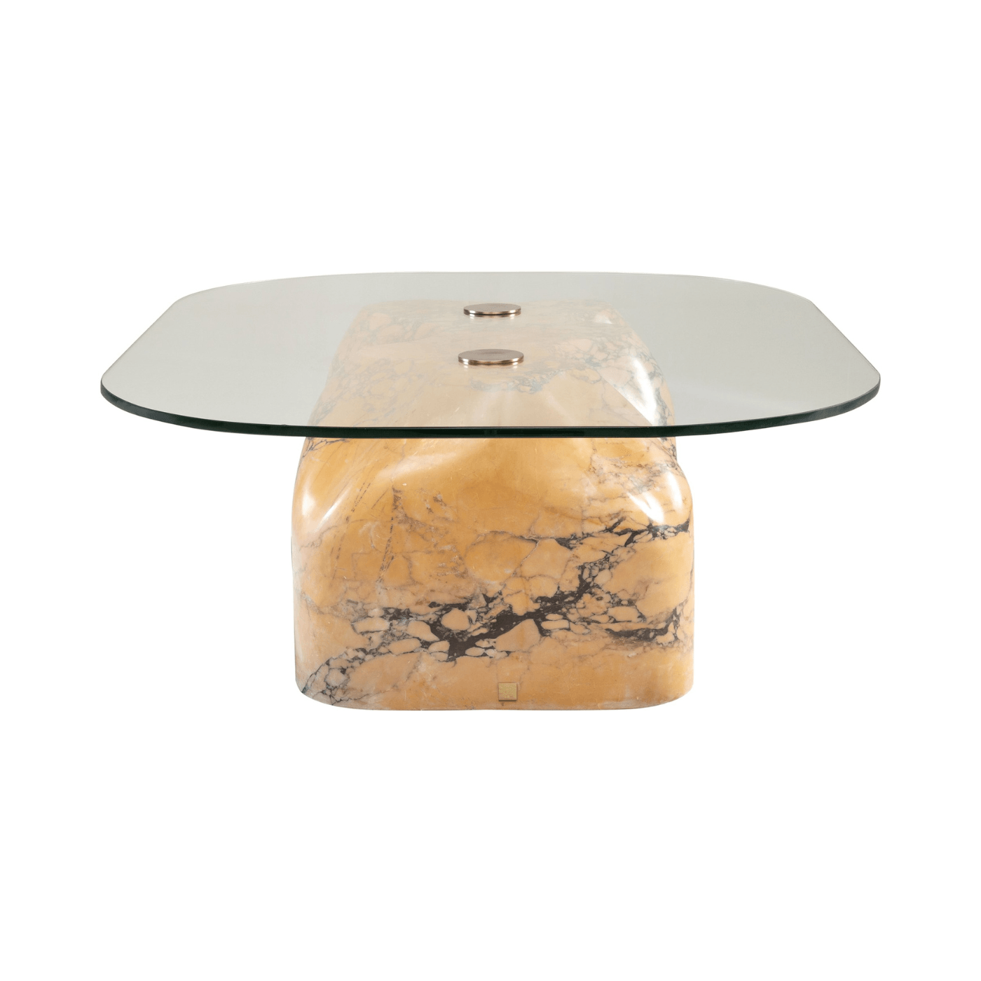 Aldabra Purple Breccia Marble Coffee Table with Glass Top - Maison Rêves UK