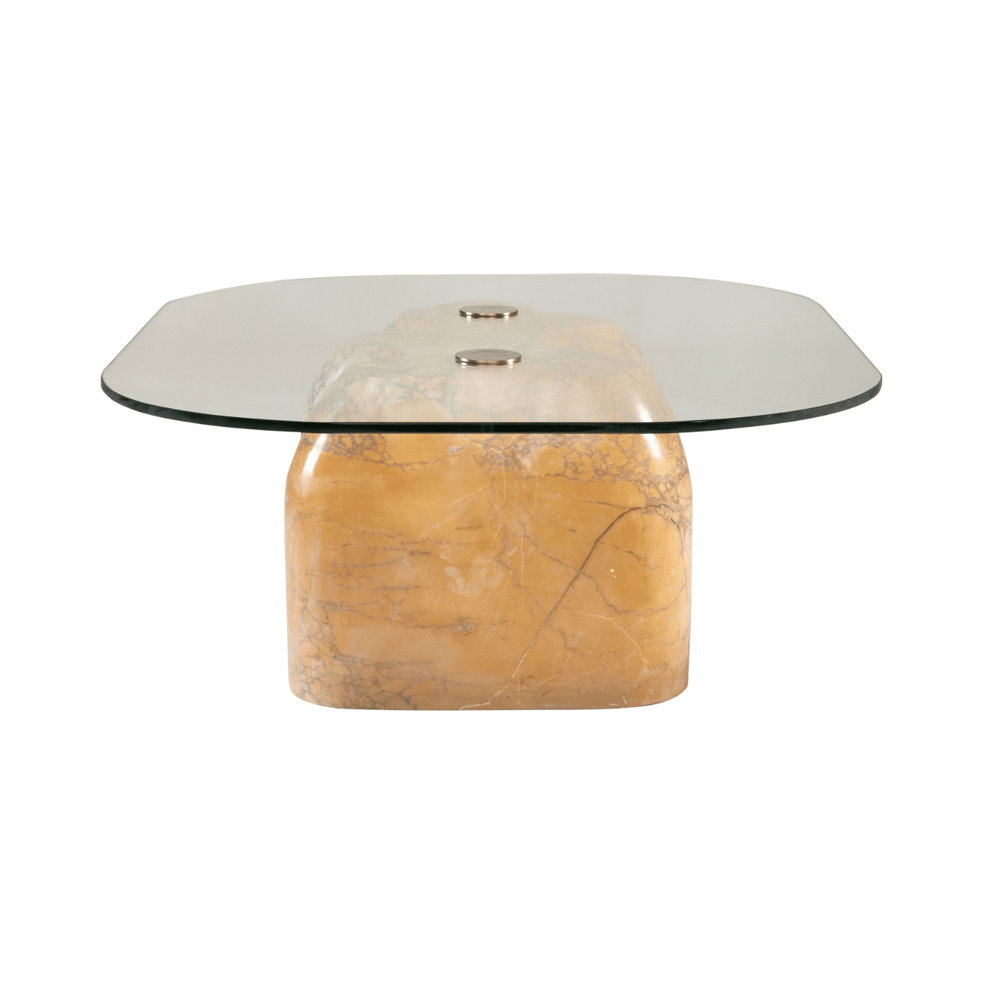 Aldabra Purple Breccia Marble Coffee Table with Glass Top - Maison Rêves UK