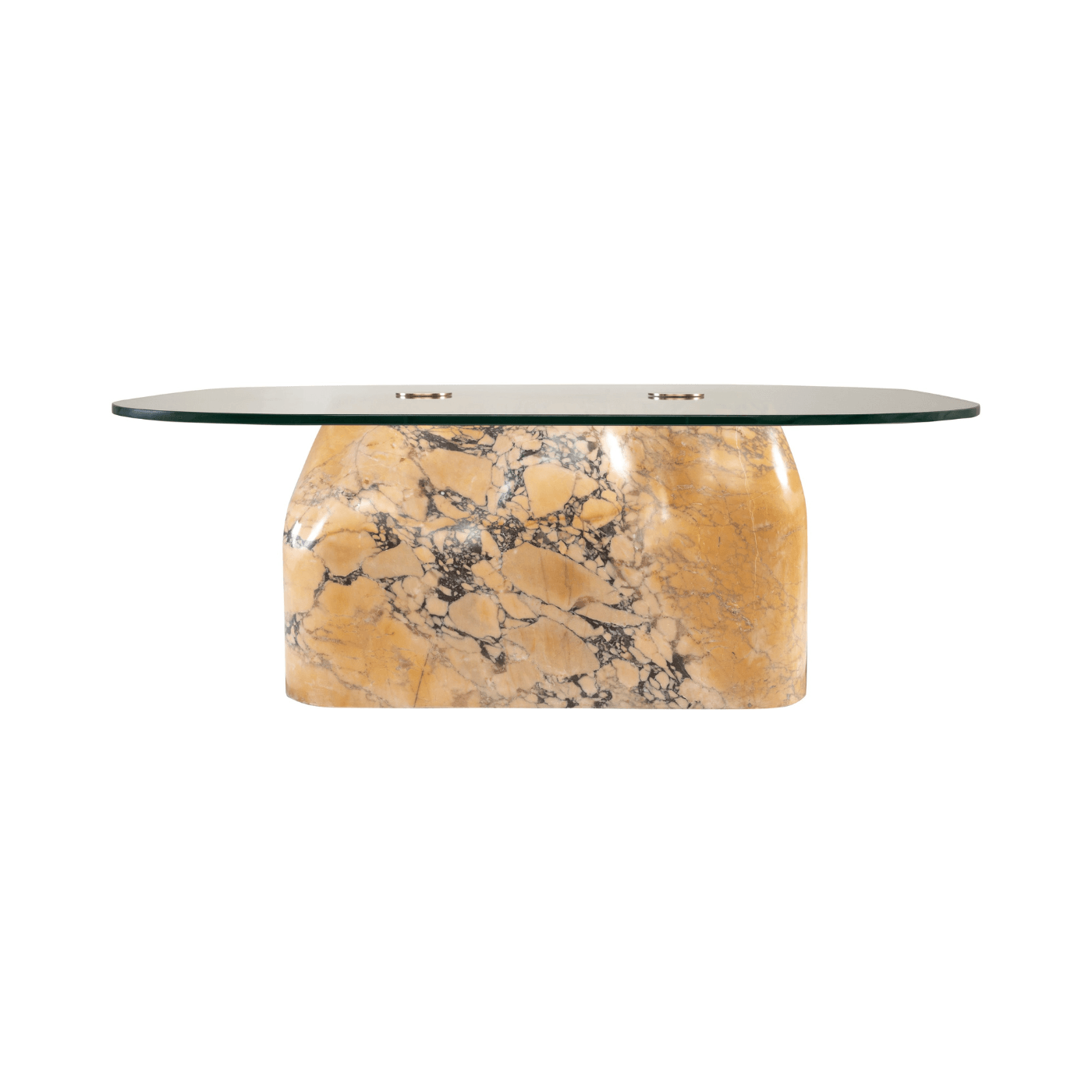 Aldabra Purple Breccia Marble Coffee Table with Glass Top - Maison Rêves UK