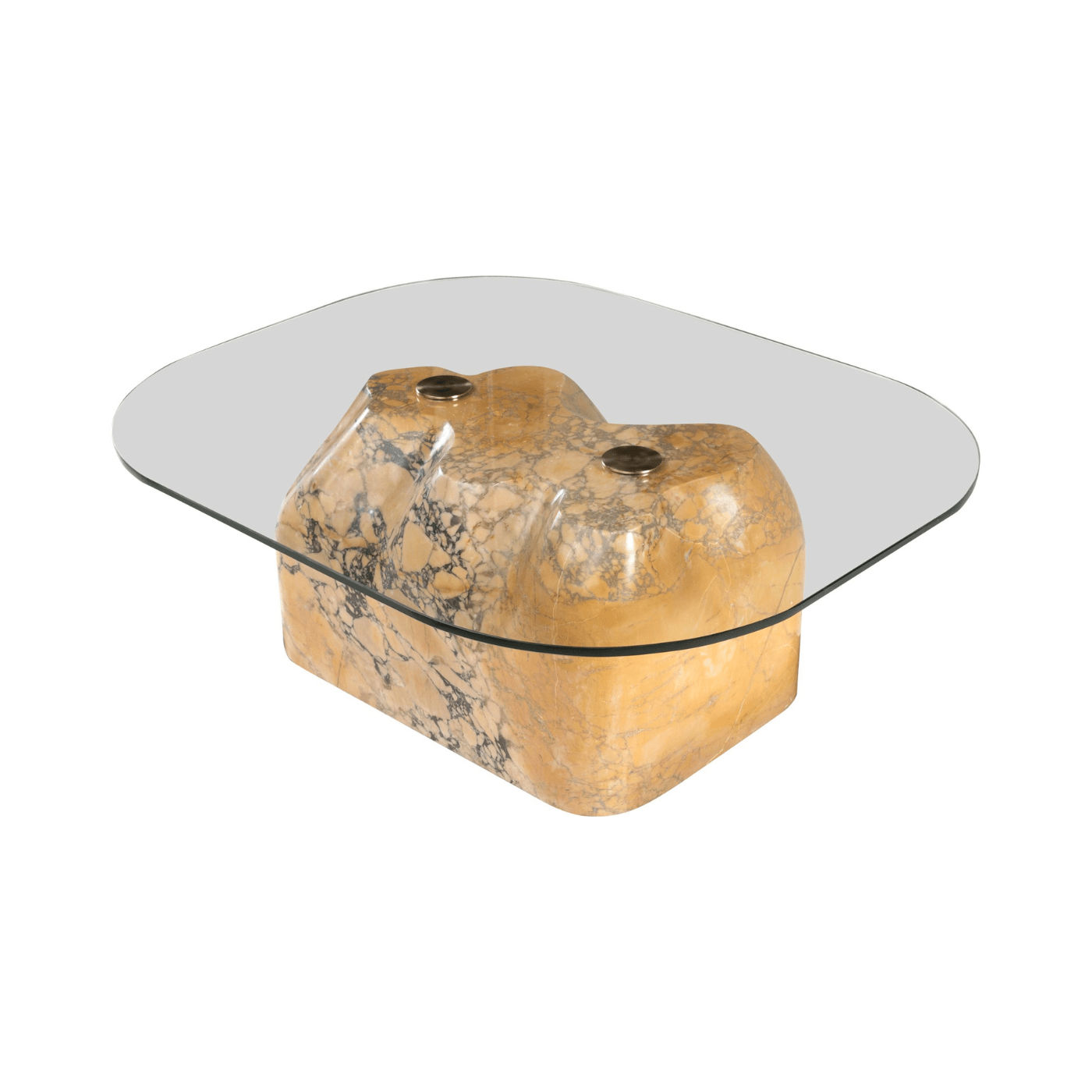 Aldabra Purple Breccia Marble Coffee Table with Glass Top - Maison Rêves UK