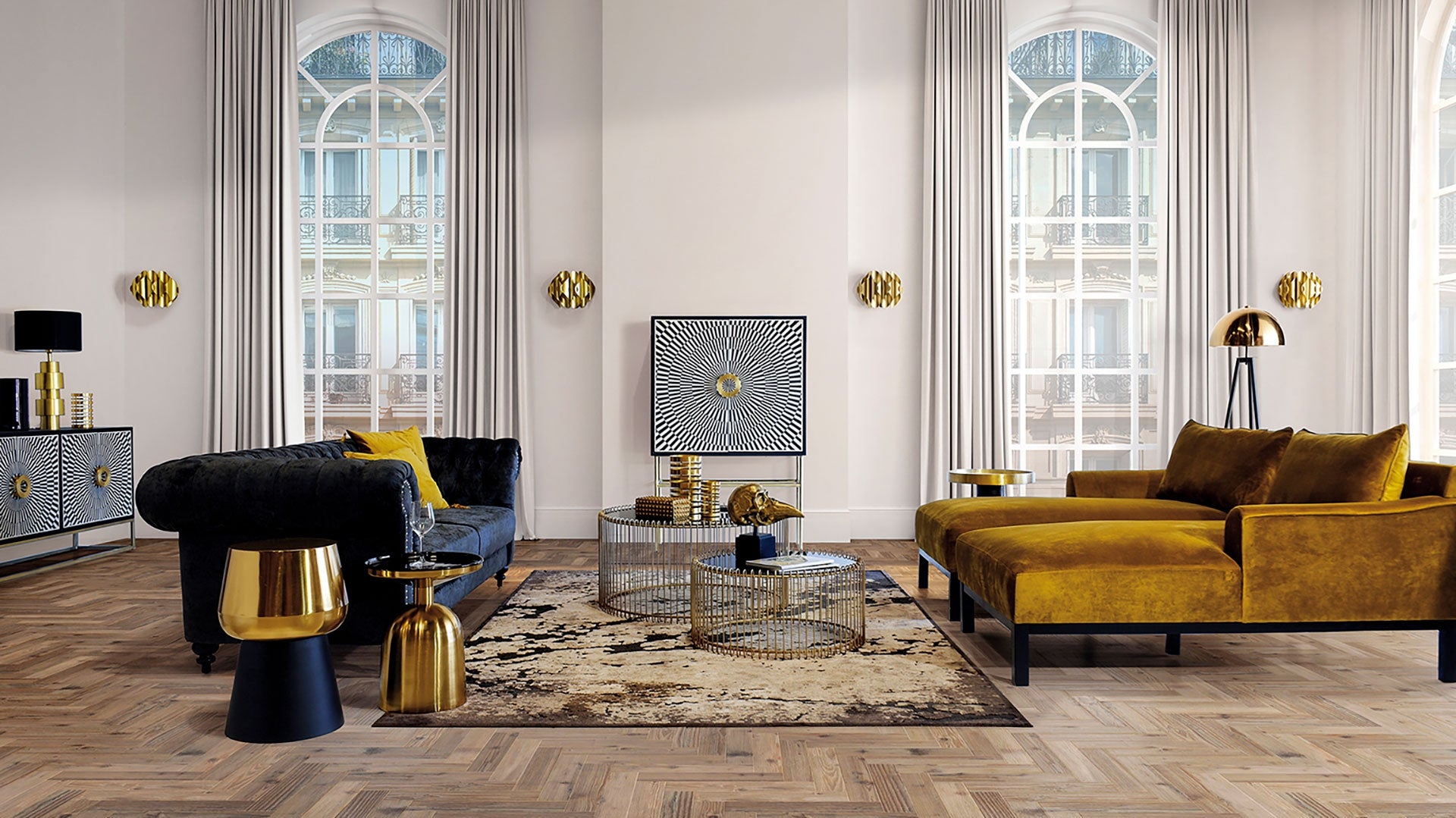 Arleth Black Chenille Rug - Maison Rêves UK