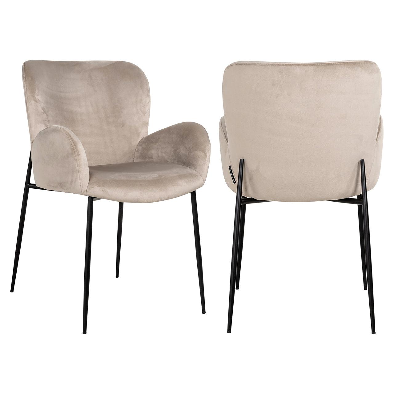 Amber Khaki Velvet Fabric Dining Chair by Richmond Interiors - Maison Rêves UK