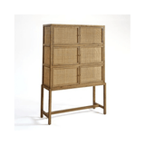 Arlet Natural Oak Wood Cabinet with Weaved Doors - Maison Rêves UK