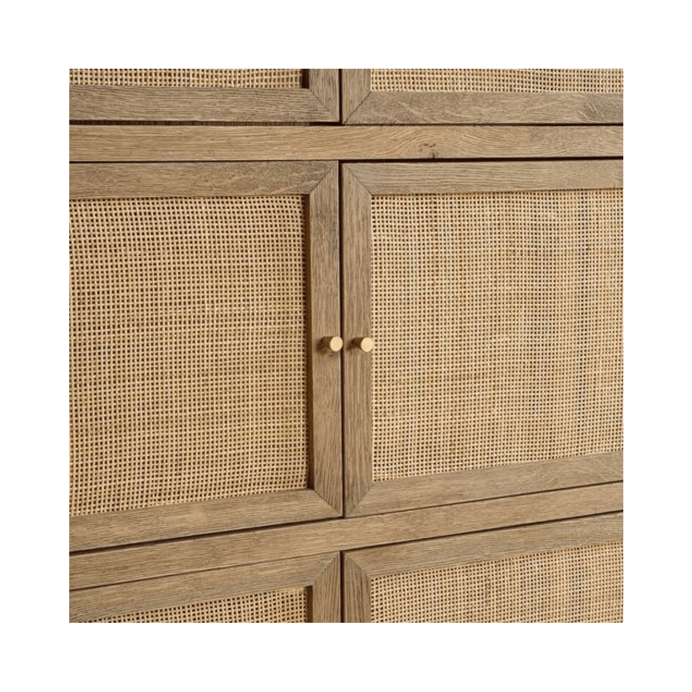 Arlet Natural Oak Wood Cabinet with Weaved Doors - Maison Rêves UK