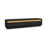 Arosa Dark Oak Media Unit with Gold Brass Inlay by Berkeley Designs - Maison Rêves UK