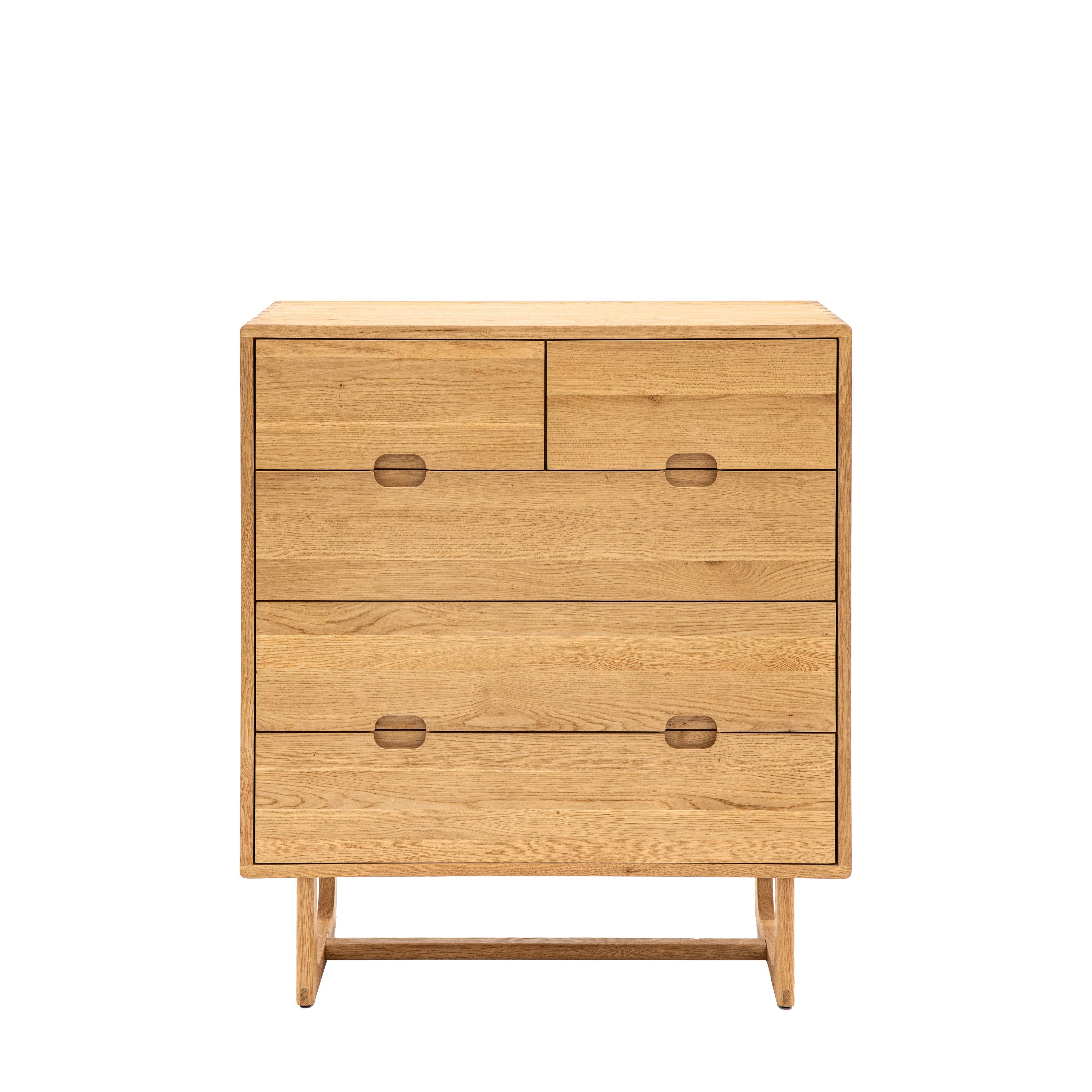 Artisan 5 Drawer Chest Natural Oak Wood - Maison Rêves UK