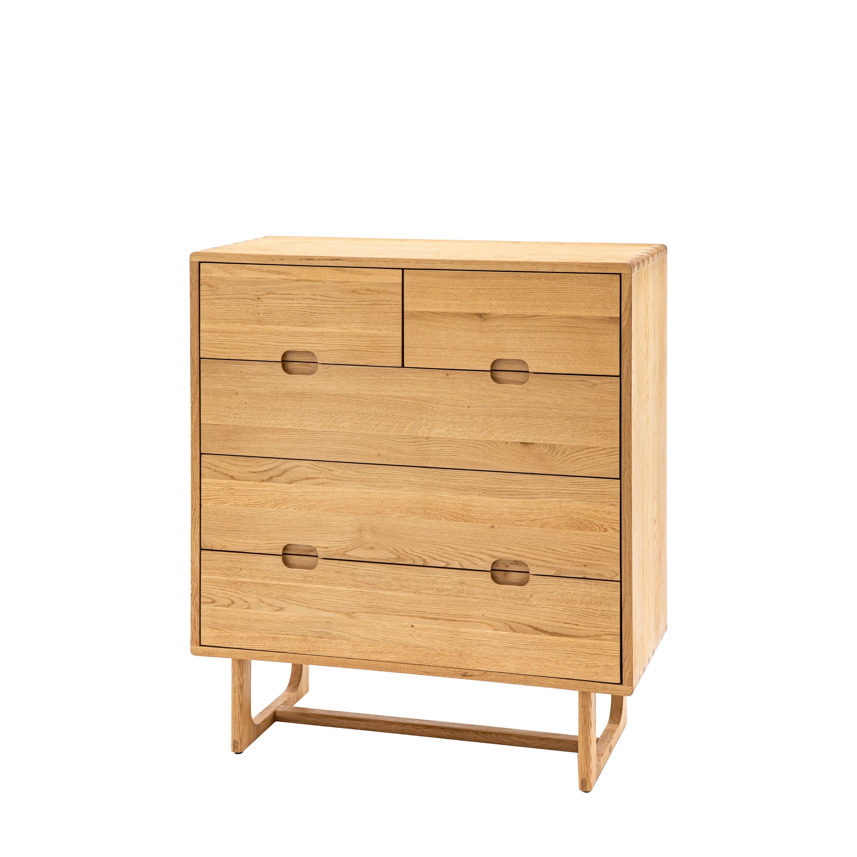 Artisan 5 Drawer Chest Natural Oak Wood - Maison Rêves UK