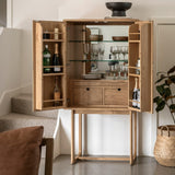 Artisan Cocktail Cabinet Natural Oak Wood - Maison Rêves UK