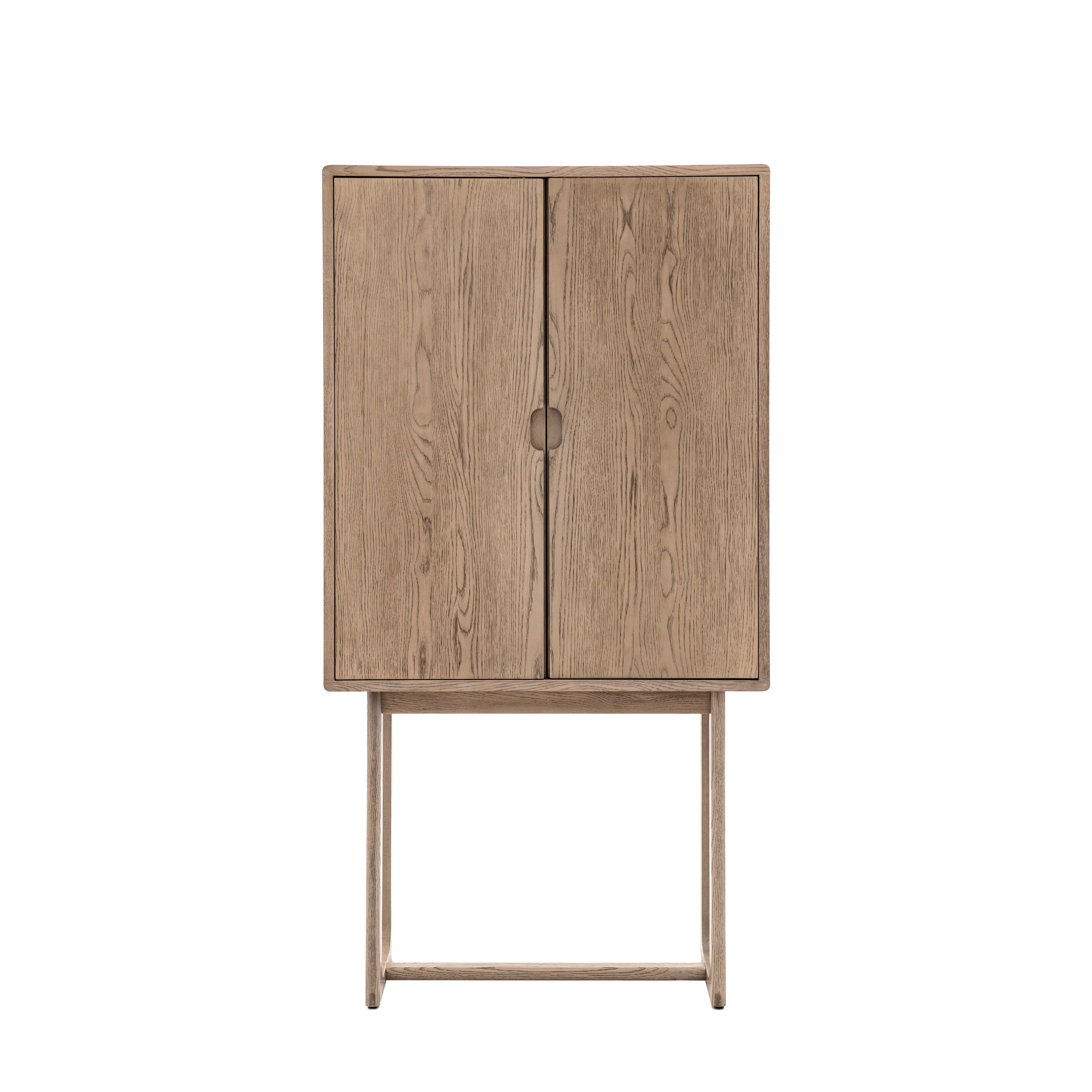 Artisan Cocktail Cabinet Smoked Oak Wood - Maison Rêves UK