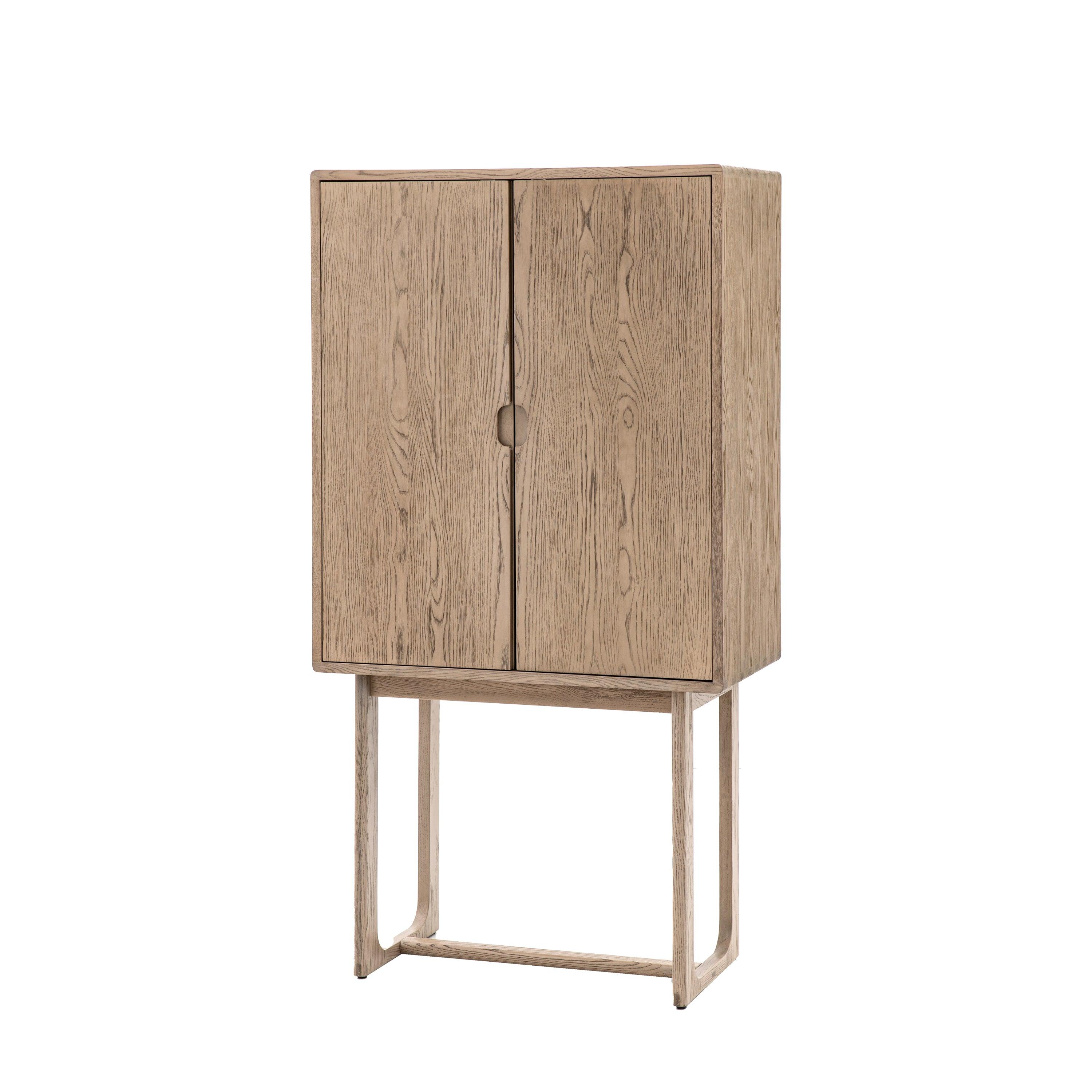 Artisan Cocktail Cabinet Smoked Oak Wood - Maison Rêves UK