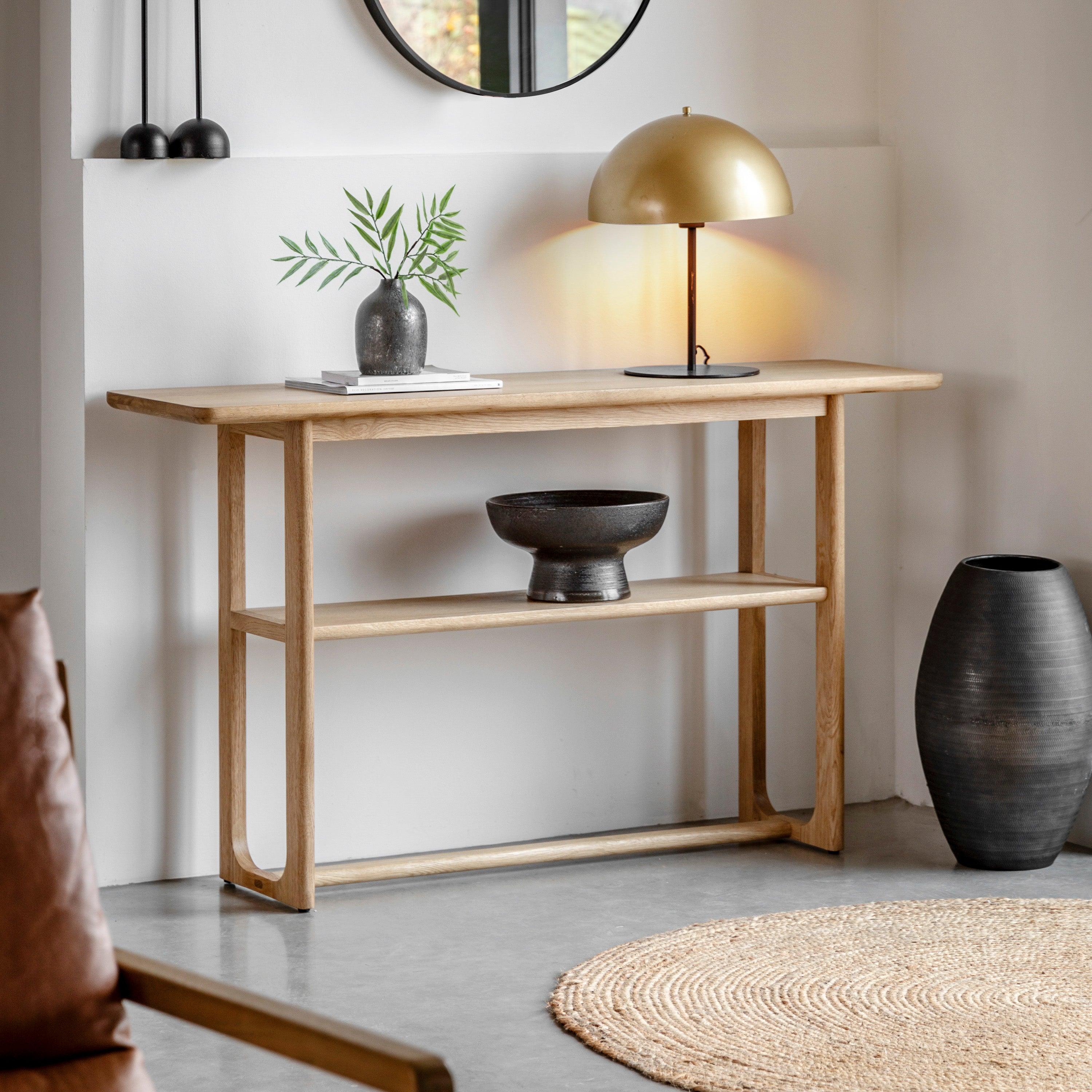 Artisan Console Table Natural Oak Wood - Maison Rêves UK