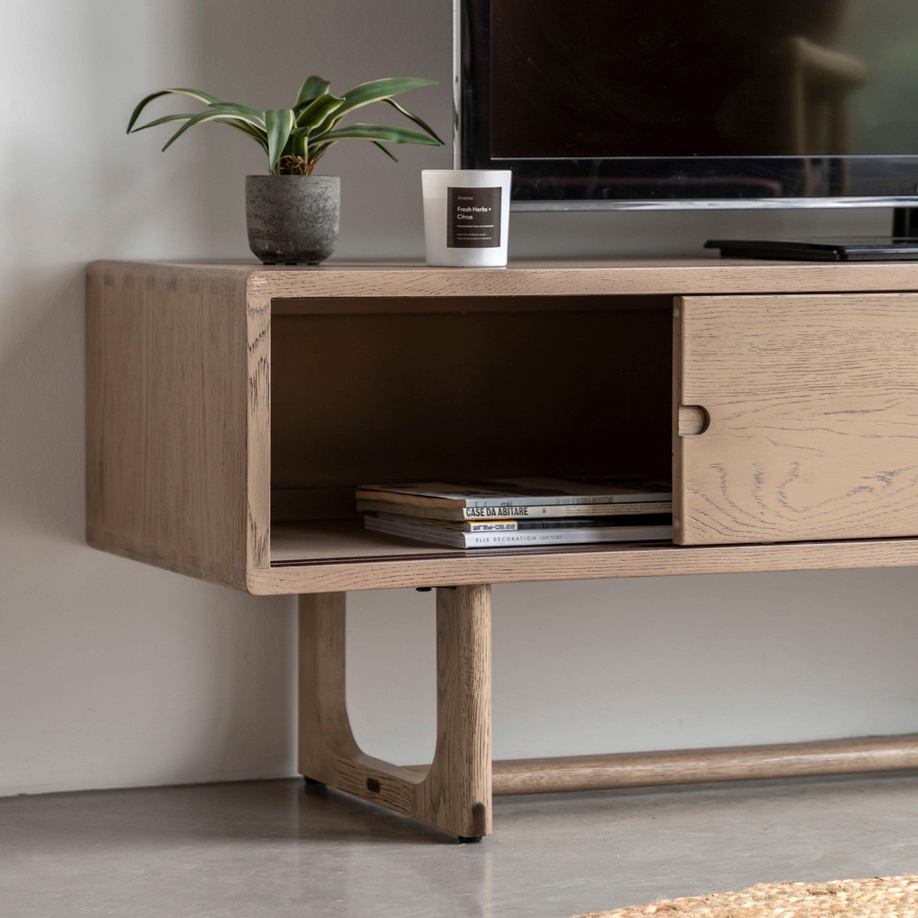 Artisan Media Unit Smoked Oak Wood - Maison Rêves UK