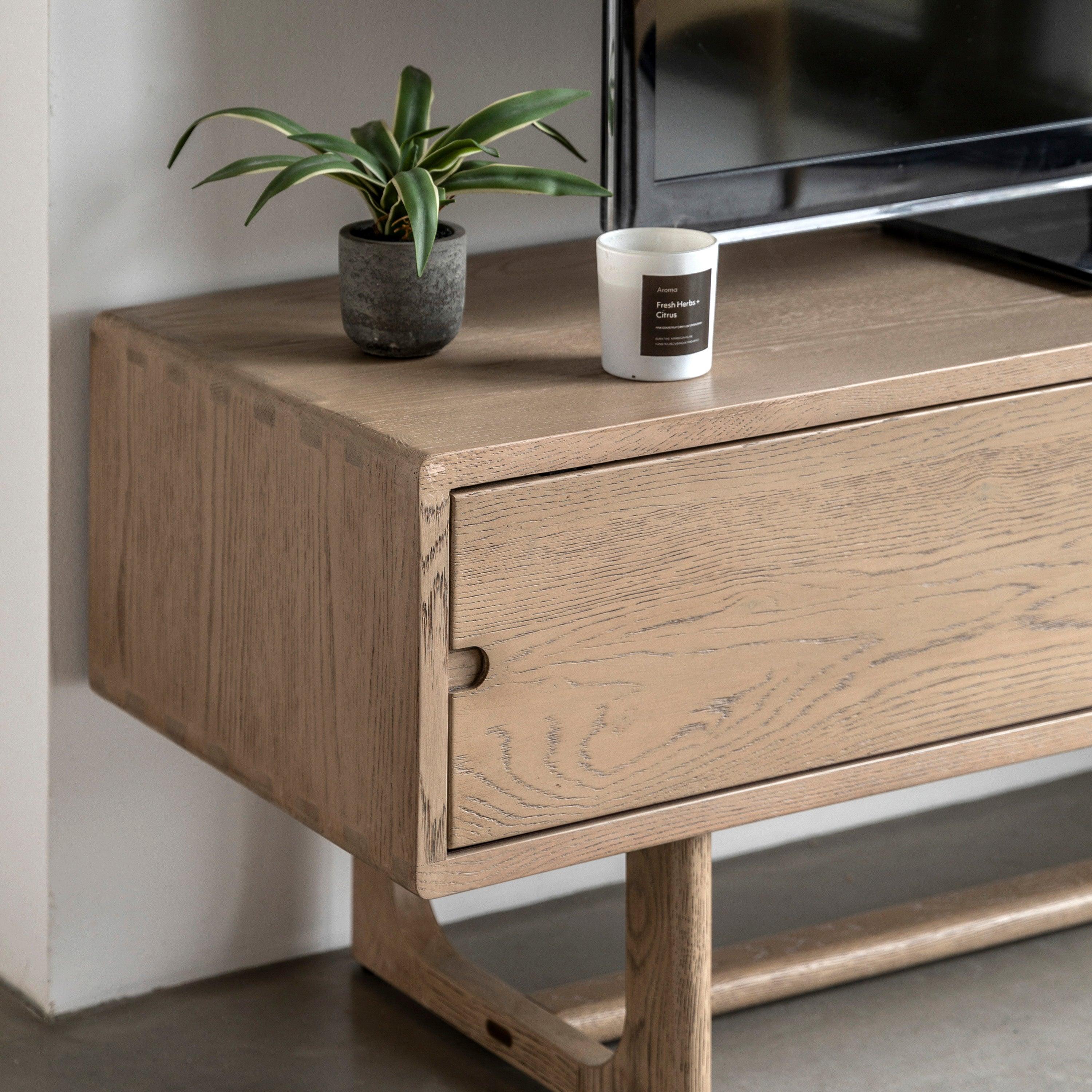 Artisan Media Unit Smoked Oak Wood - Maison Rêves UK