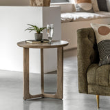 Artisan Side Table Smoked Oak Wood - Maison Rêves UK