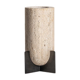 Asher Travertine Art Deco Candle Holder - Maison Rêves UK