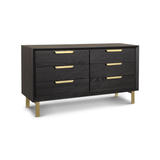 Aspen Dark Wooden 6-Drawer Chest of Drawers with Gold Handles by Berkeley Designs - Maison Rêves UK