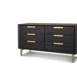 Aspen Dark Wooden 6-Drawer Chest of Drawers with Gold Handles by Berkeley Designs - Maison Rêves UK