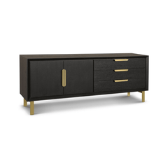 Aspen Textured Coffee Oak Veneer Sideboard 2-doors and 3-drawers by Berkeley Designs - Maison Rêves UK