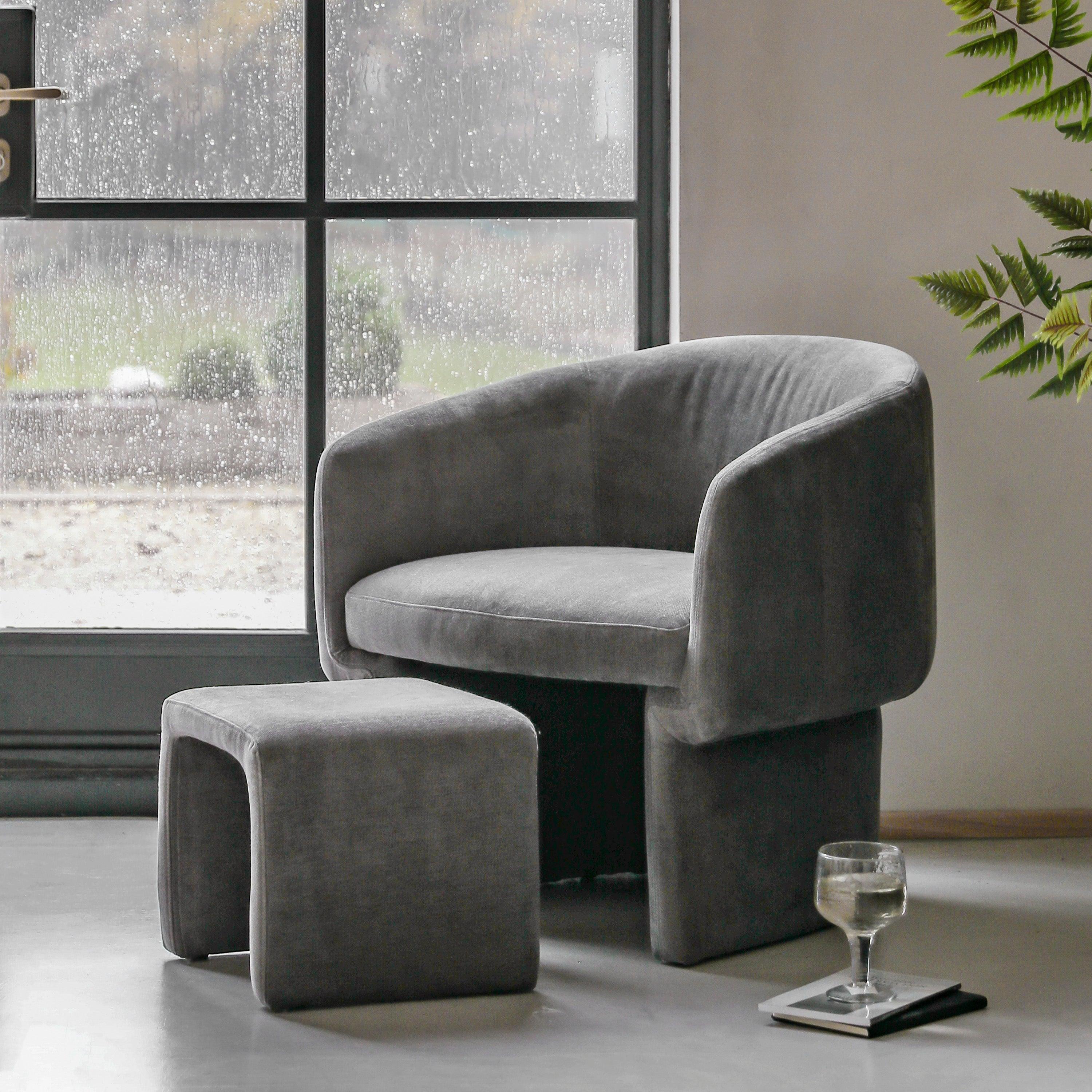 Astra Armchair Anthracite Fabric - Maison Rêves UK