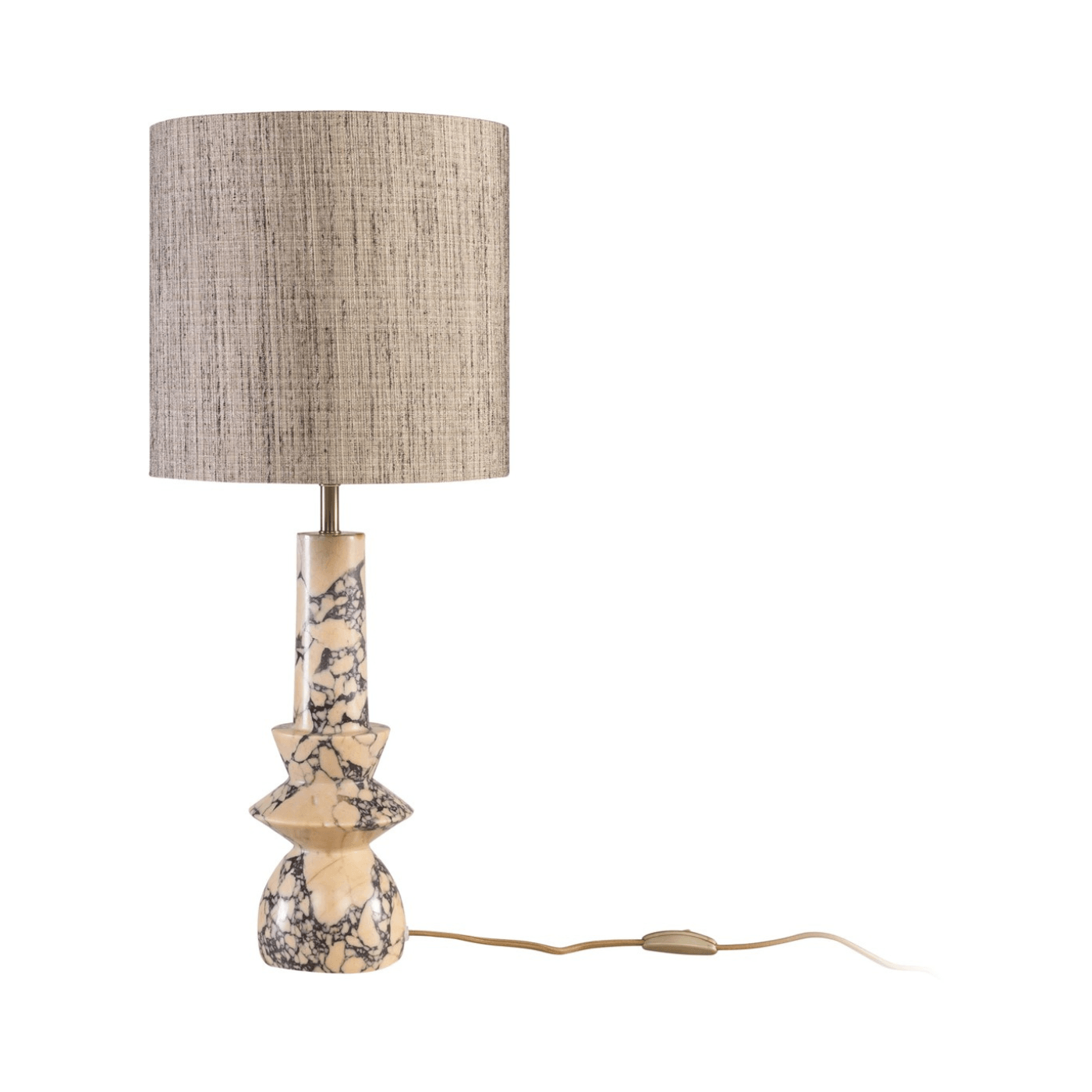 Astro Purple Breccia Marble Table Lamp with Shade - Maison Rêves UK