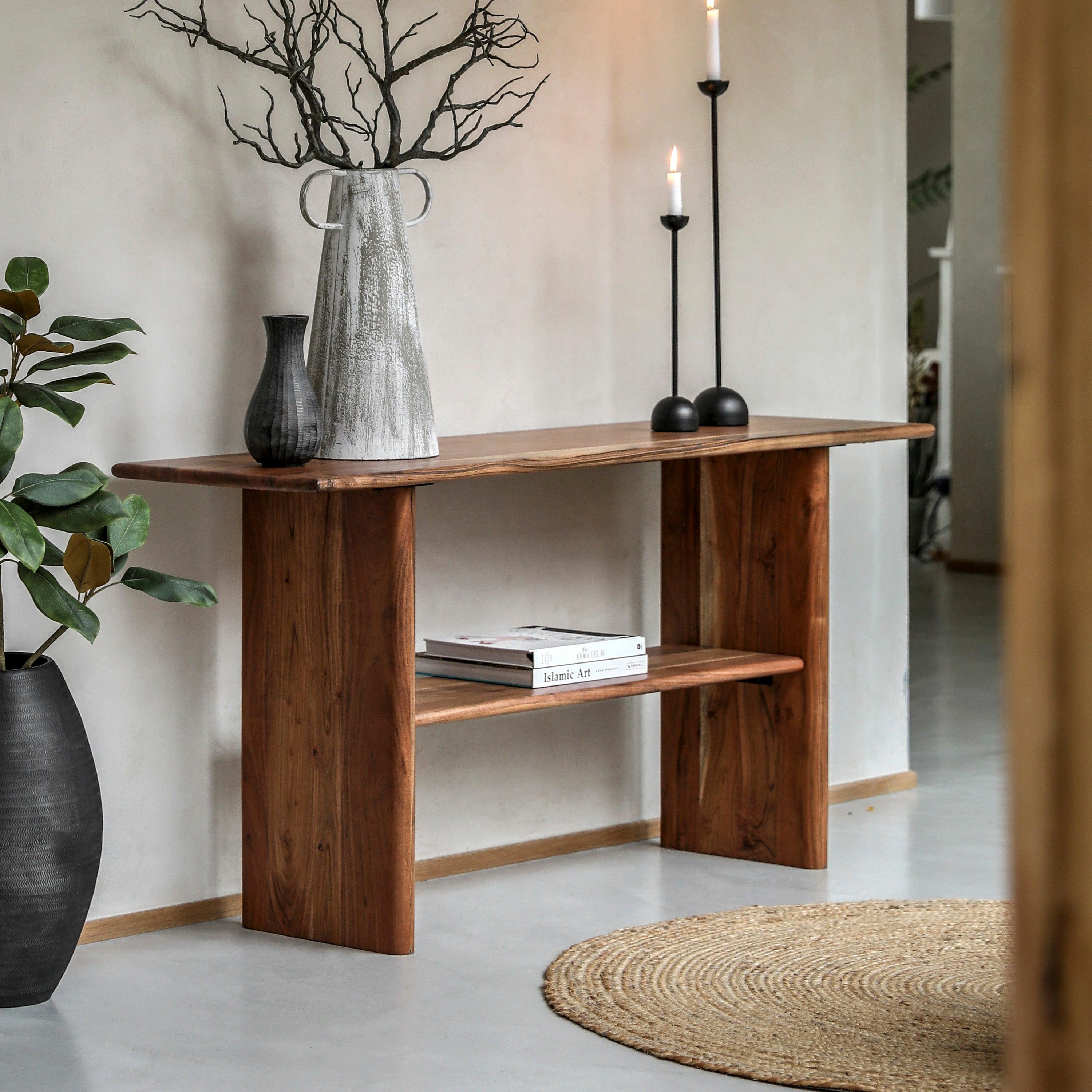 Avant Natural Acacia Wood Console Table - Maison Rêves UK