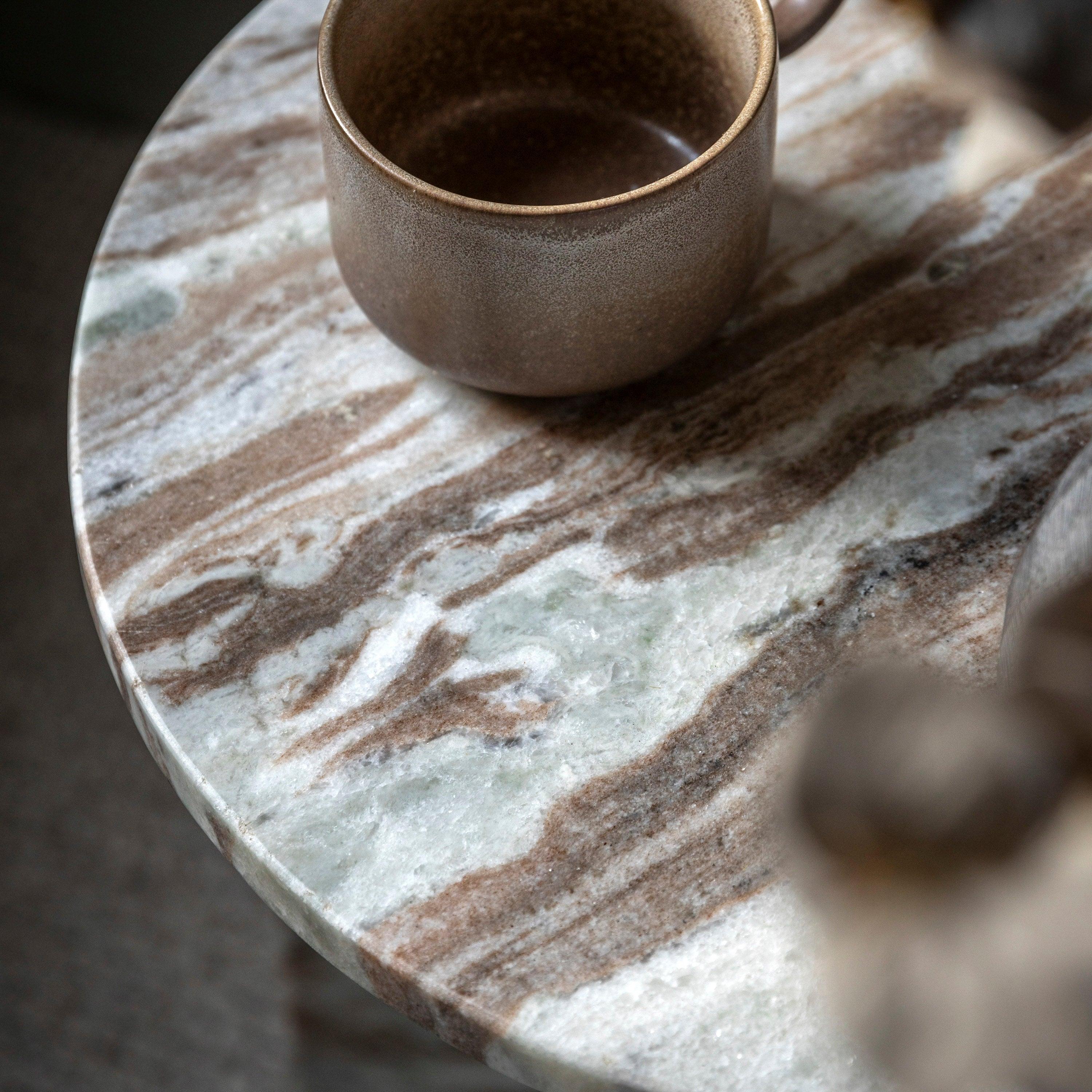 Azure Side Table Natural Marble - Maison Rêves UK