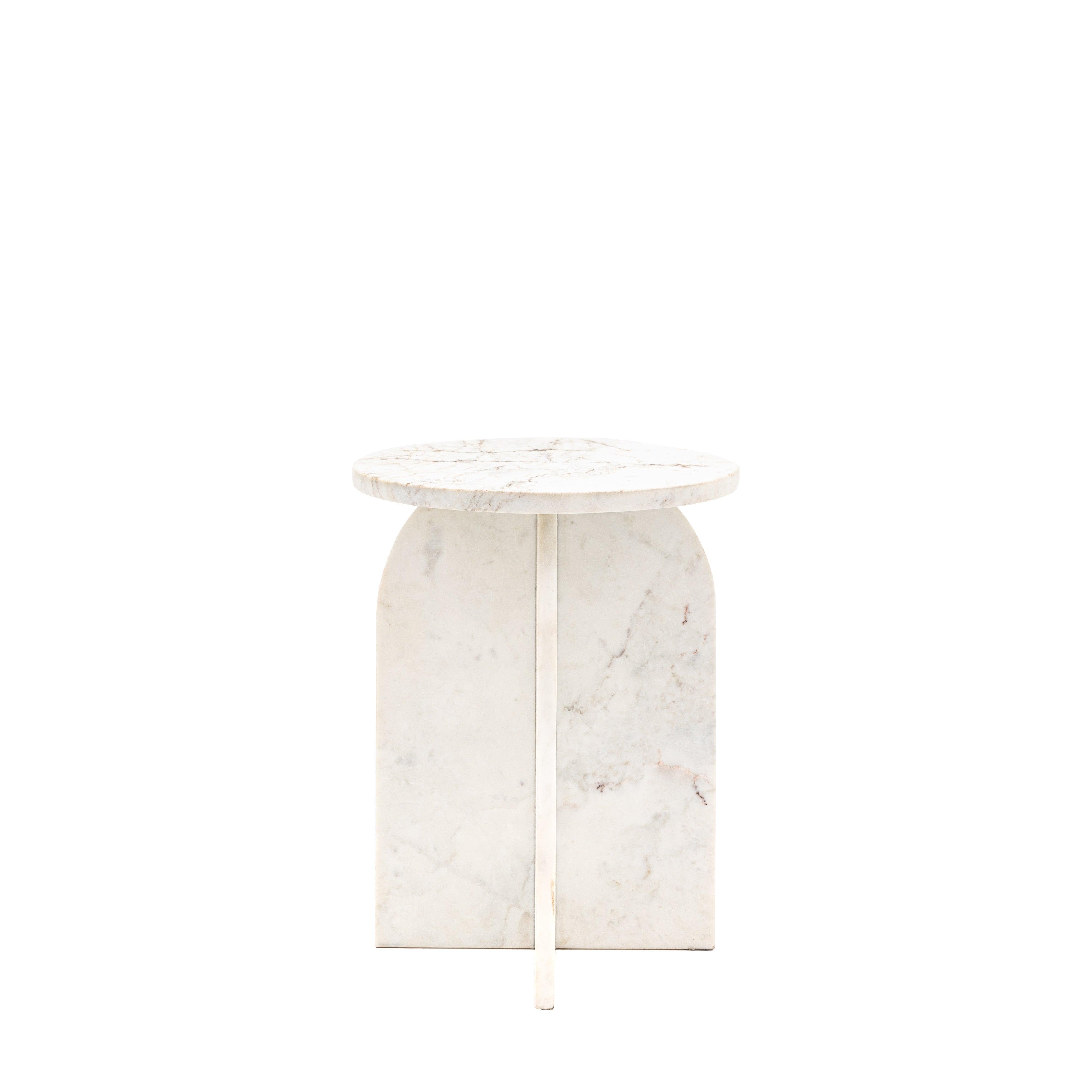 Azure Side Table White Marble - Maison Rêves UK