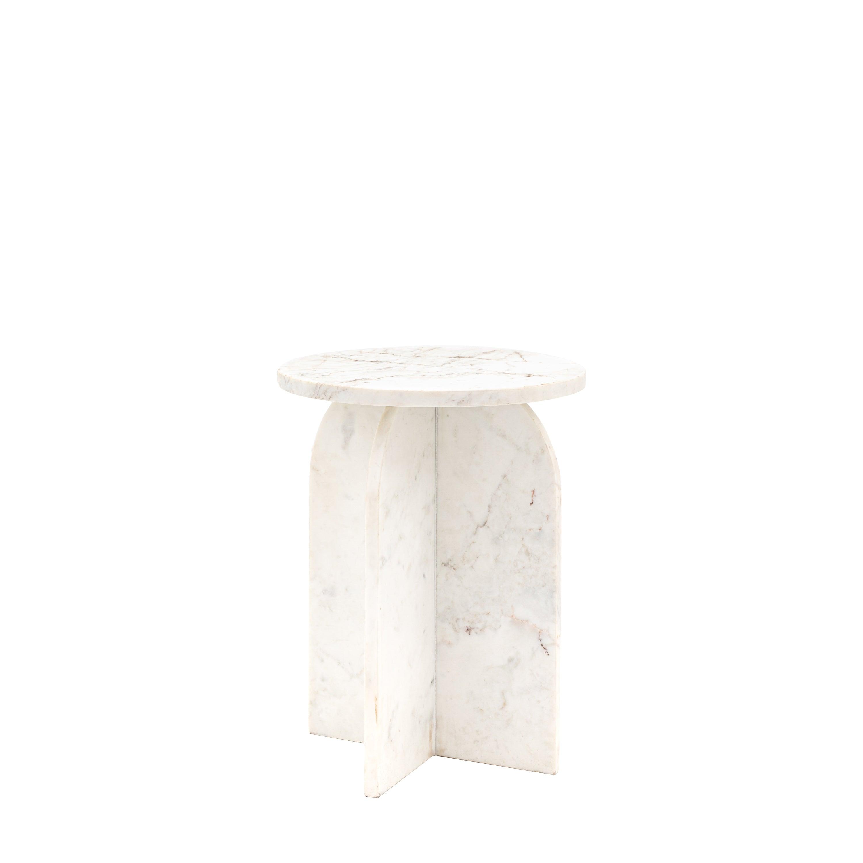 Azure Side Table White Marble - Maison Rêves UK