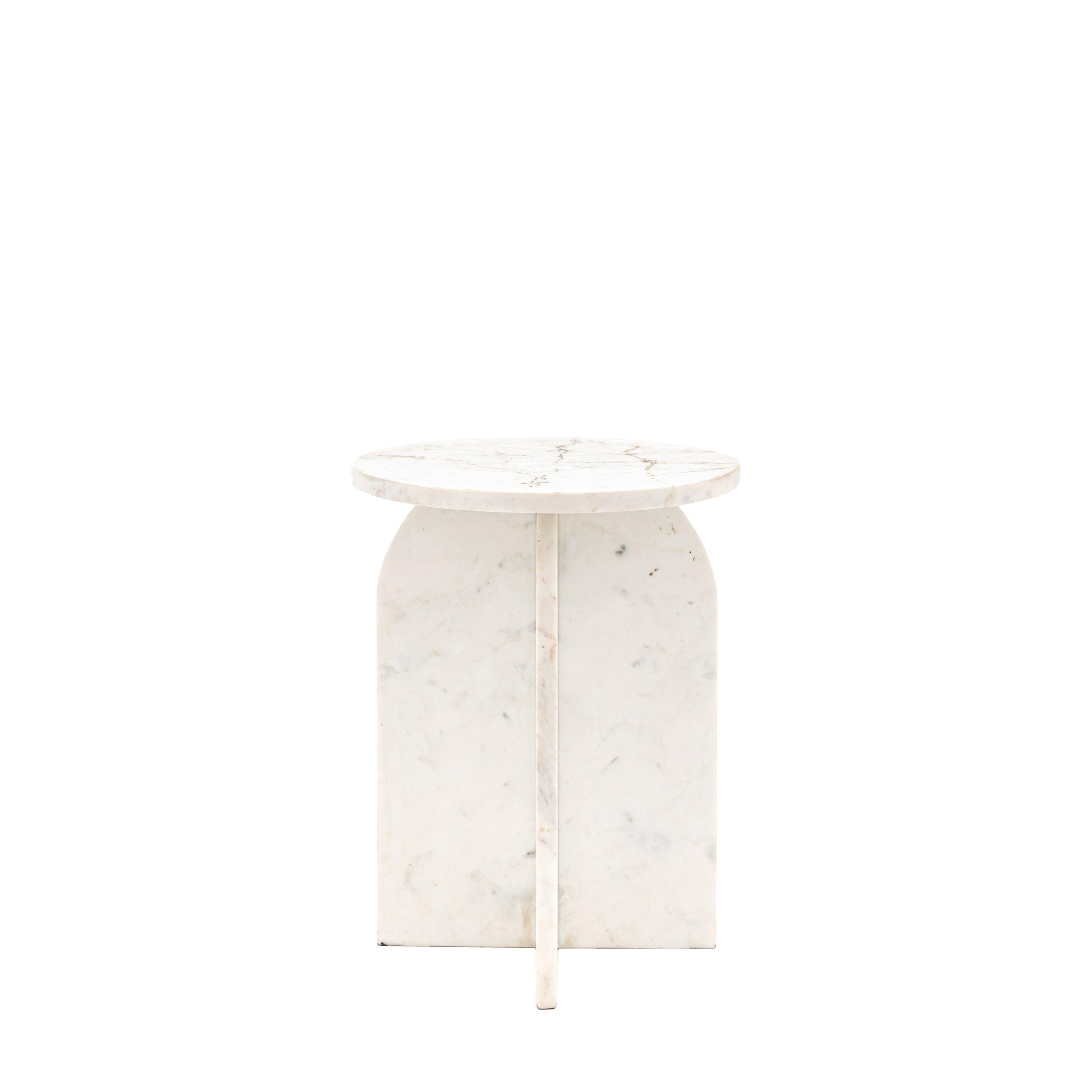 Azure Side Table White Marble - Maison Rêves UK