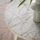 Azure Side Table White Marble - Maison Rêves UK