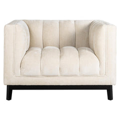 Beaudy White Chenille Armchair with Wooden Base by Richmond Interiors - Maison Rêves UK