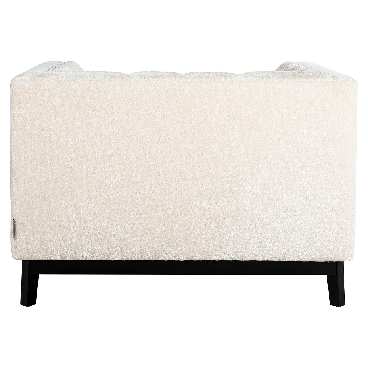 Beaudy White Chenille Armchair with Wooden Base by Richmond Interiors - Maison Rêves UK