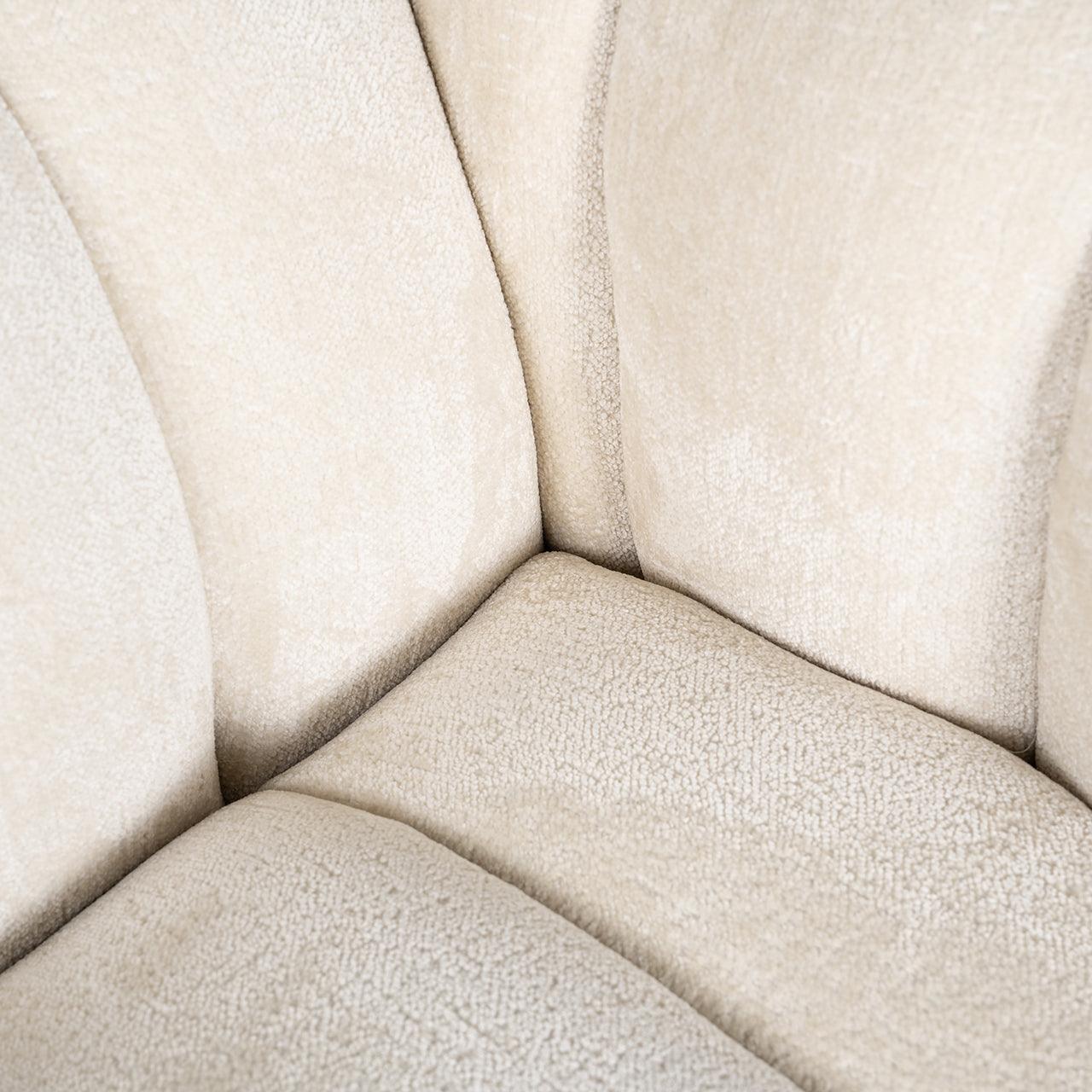 Beaudy White Chenille Armchair with Wooden Base by Richmond Interiors - Maison Rêves UK