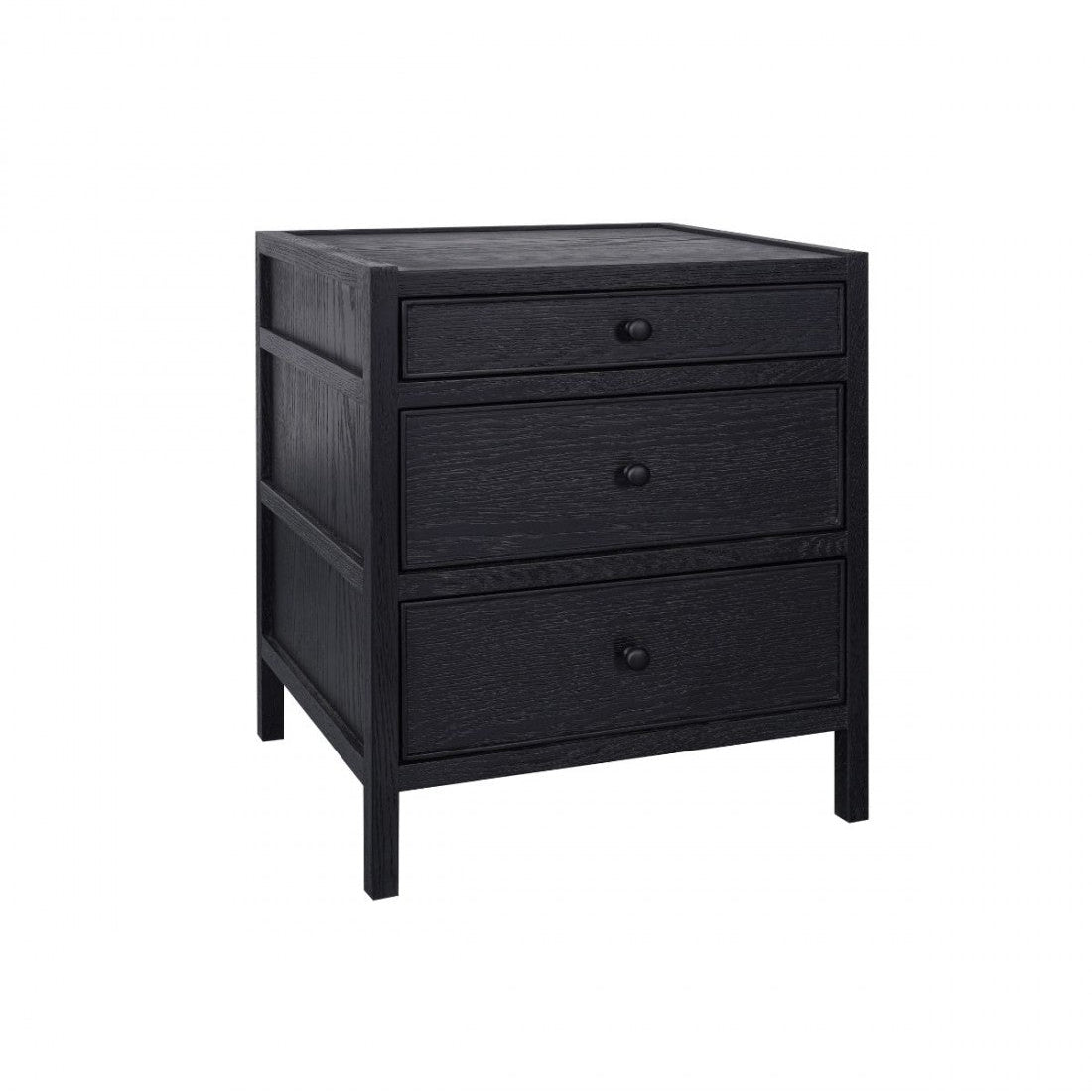 Maria Oak Wood Bedside Chest with 3 Drawers 50cm
