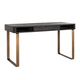 Blackbone 1 Drawer Black Rustic Desk with Brass Base by Richmond Interiors - Maison Rêves UK