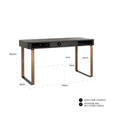 Blackbone 1 Drawer Black Rustic Desk with Brass Base by Richmond Interiors - Maison Rêves UK